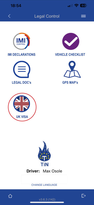 In Legal Control, choose UK VISA