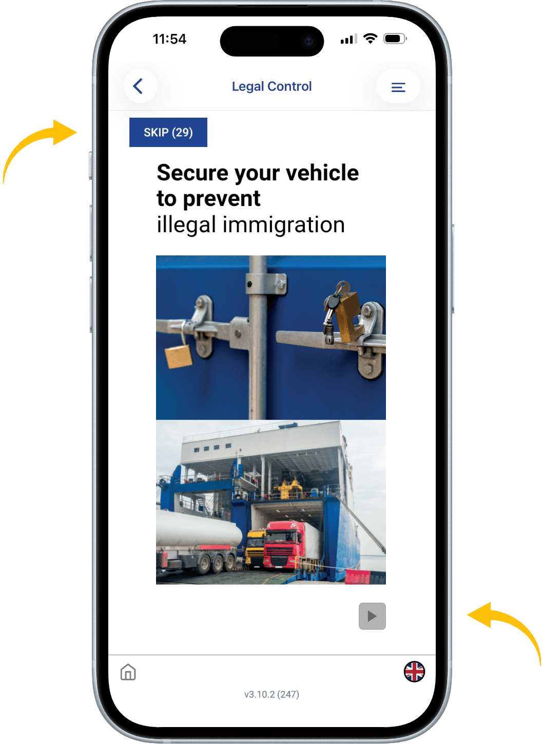 You will now see the training, to start the training press the arrow in the lower right corner.