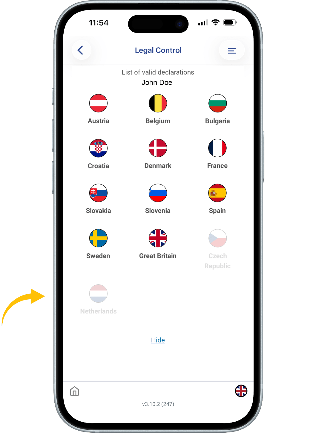 All flags that have a faded color, are not active.