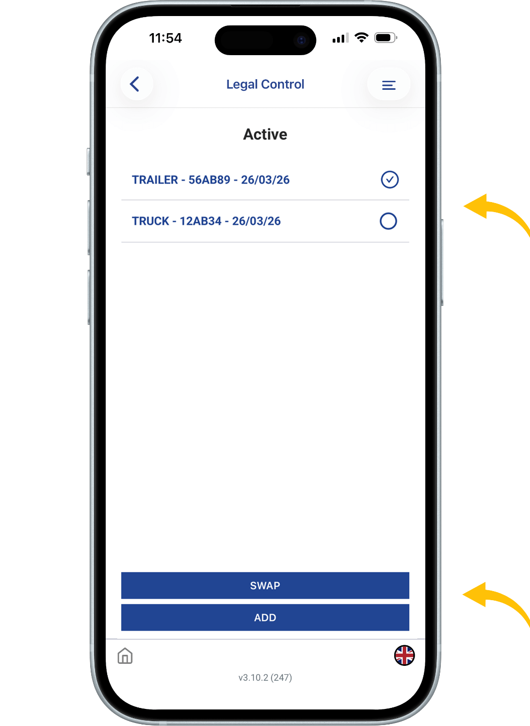The "Swap / Add" option allows you to modify your setup.