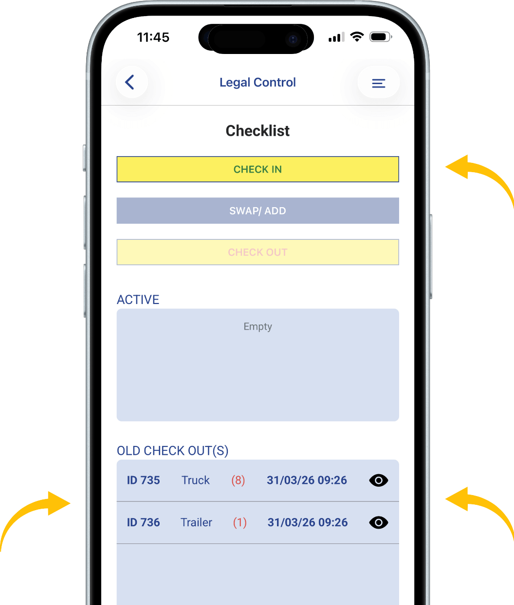 Tap "Check In" at the top of the screen